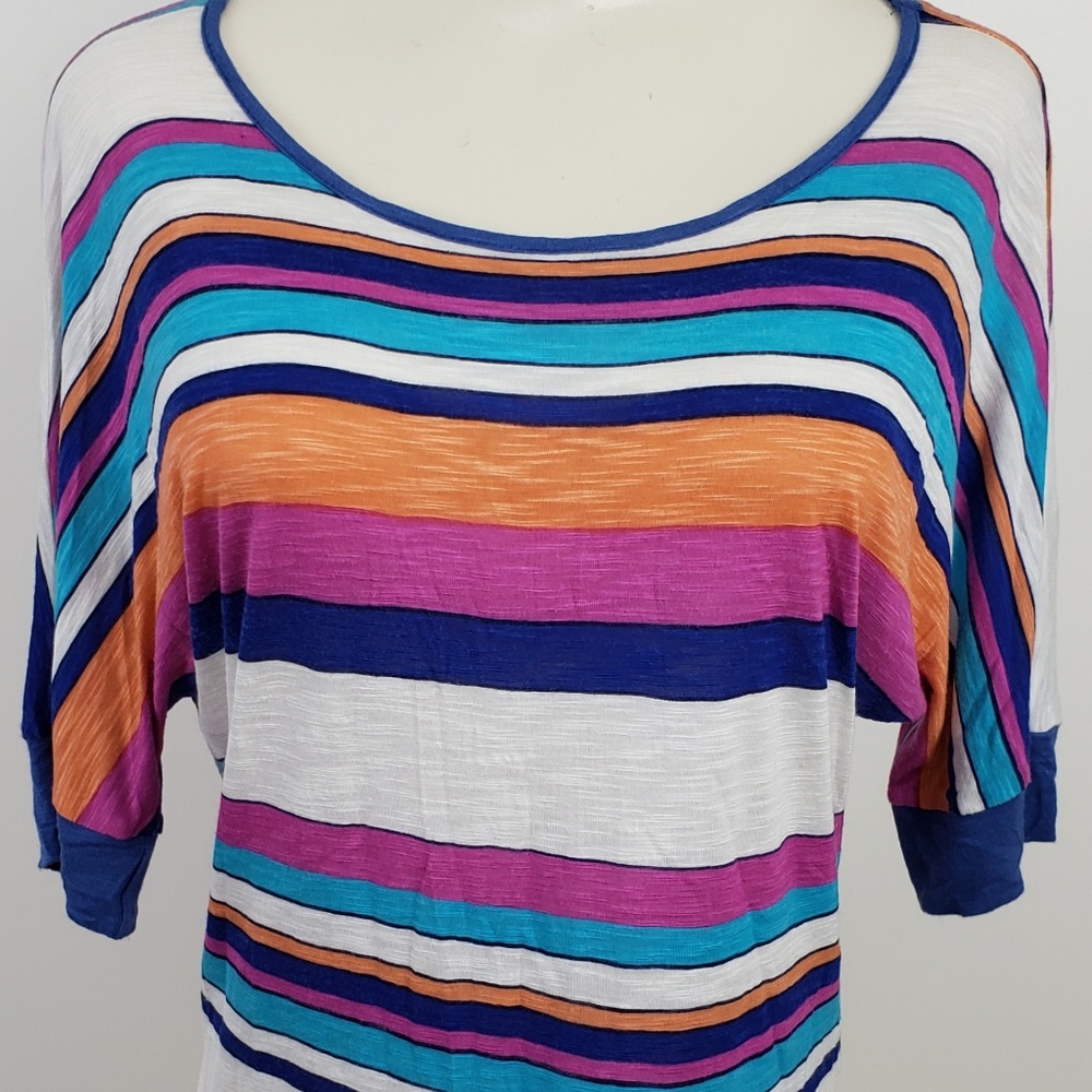 H.I.P. Top size M Blue Stripe Open Back 3/4 Sleeve